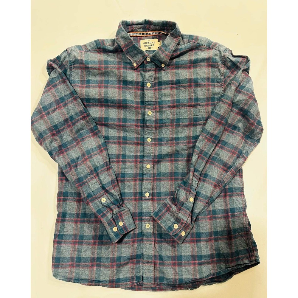The Normal Brand Plaid Flannel Button-Up — Teal & Red Check